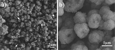 (a, b) SEM images of the as-synthesized Ni(HCO3)2.