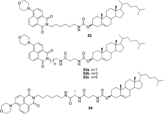 Ultrasound-responsive cholesterol-based fluorescent gelators.