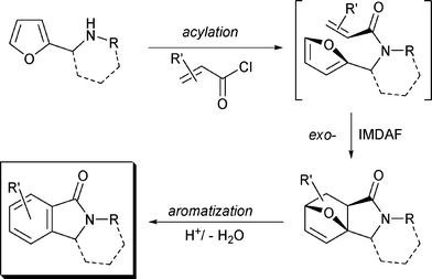 The key step-aromatization of 3a,6-epoxyisoindole fragment