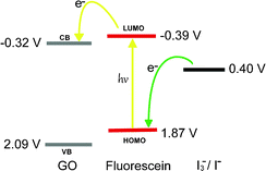 The energy level diagram illustrating the potential electron transfer process between GO and fluorescein moiety in FGO–SiFL.