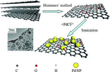 Procedure to prepare Pd NPs/GO nanocomposites using ultrasonic method.