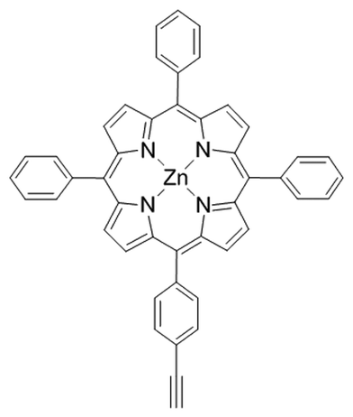 Structure of Zn(II) 5-(4-ethynylphenyl)-10,15,20-tri-phenyl porphyrin (5).