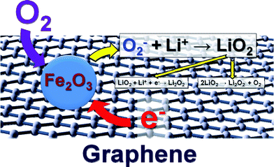 Proposed working mechanism of the Fe2O3/graphene electrode.