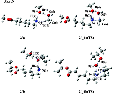 Reactant and TS structures of Rxn D with alcohol molecules.