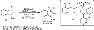 Hydroxylation reaction of isatins catalyzed by PTC 58.