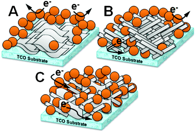 Iron oxide photoanodes modified with the conducting scaffolds of pure graphene (A), CNT (B), and graphene–CNT composite (C).