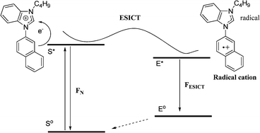 Proposed schematic presentation of ICT phenomenon in N-arylbenzimidazolium derivatives.