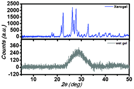 The X-ray diffraction pattern of the PBI-Y xerogel and wet gel.