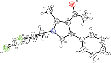 ORTEP representation of 4m. (Thermal ellipsoids are drawn at 50% probability level.)