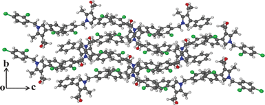 Sheet-like molecular arrangement along the bc-plane present in the molecule 4m.