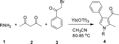 Yb(OTf)3-mediated synthesis of 1,2,3,4-tetrasubstituted pyrroles.