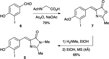 Synthesis of GFPc with iodo substituent.