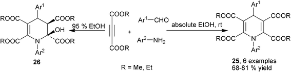 Regioselective three-component synthesis of 1,4-DHPs and tetrahydropyridines.