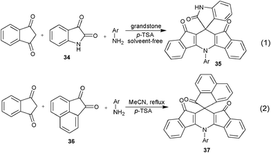 Synthesis of spiro-1,4-DHPs with 1,2-dicarbonyl substrates.