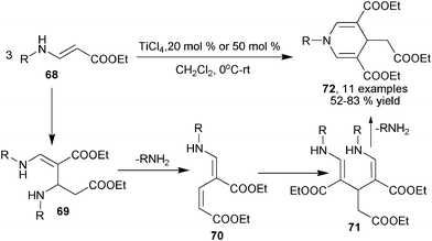 Assembly of 1,4-DHPs from three enaminones.