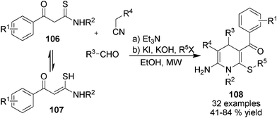 Three-component synthesis of thioester functionalized 1,4-DHPs.