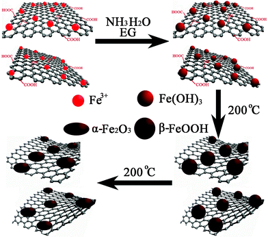 Schematic illustration for the synthesis of RGO-Fe2O3 nanocomposites.