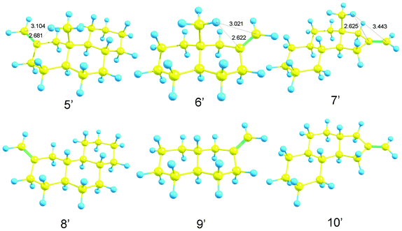 Optimized structures of model compound 5′, 6′, 7′, 8′, 9′ and 10′.