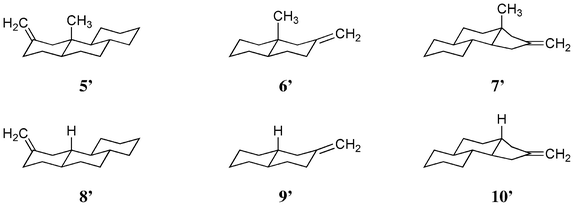 Structures of model compounds 5′, 6′ and 7′ (methylated) and 8′, 9′, and 10′ (not-methylated).