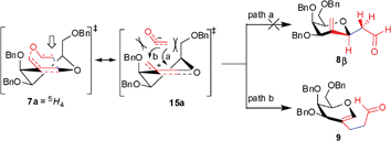 Proposed mechanism for the unexpected formation of C-2-alkyl galactal derivative 9 under Claisen rearrangement reaction conditions.