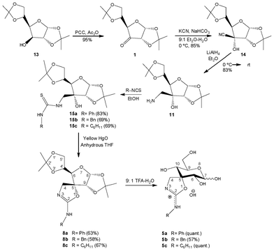 Synthesis of 2-amino-oxazolines 5a–c.