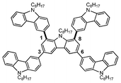 Molecular structure of the X-shaped carbazole pentamer (Cz-5), formed by substitution at the carbazole 1-, 3-, 6- and 8-positions.