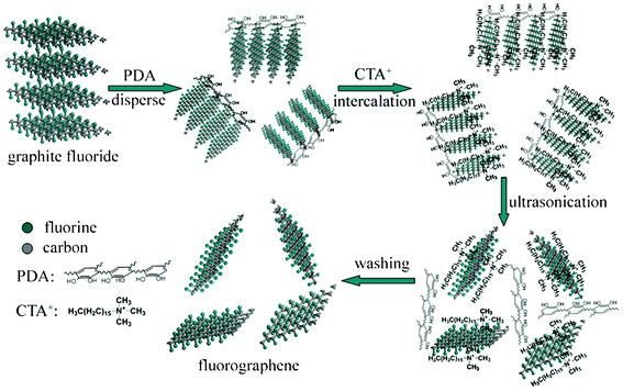 Illustration of the cooperative exfoliation process by PDA and CTAB to prepare FGS.