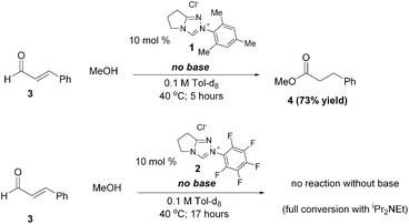 
          Redox esterification of enal in the absence of base.