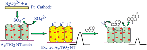 Schematic showing the ECL detection of PAHs with Ag/TiO2 NTs in S2O82− solution. (Reproduced from ref. 61. Copyright 2010, American Chemical Society.)