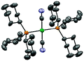 ORTEP diagram of trans-[Ni(PCy3)2(CN)2]. Hydrogen atoms are omitted for clarity.