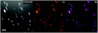 STEM-ADF image and the corresponding EDX elemental maps of a FIB specimen of AA 2024-T3 reveal plate-like precipitates in the aluminium matrix enriched with Cu and Mn. These plate type precipitates have been identified as the Al20Mn3Cu2 type, which exhibit cathodic behaviour with respect to the matrix.