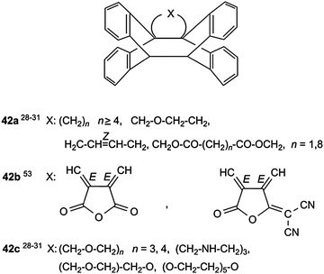 Anthracene–anthracene biplanemers with four-atom or longer tethers.