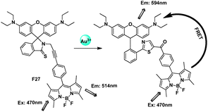 Fluorescent probe F27 for Au3+ based on FRET.