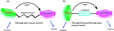 (a) Through-space and (b) through-bond energy transfer cassettes.