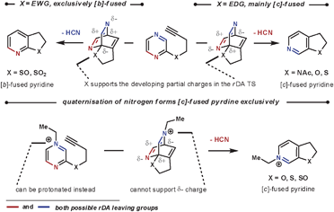 Electronic effects on the eliminated group in the rDA step.