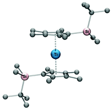 Molecular structure of [Ti{η5-C5Me4(SiMe2tBu)}2] (see ref. 5).