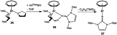 Reaction sequence leading to 57.