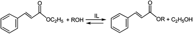 Transesterification of ethyl trans-cinnamate.