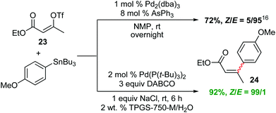 Stille couplings with a Z-alkenyl triflate.