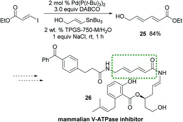 A potential application of Stille couplings to total synthesis.