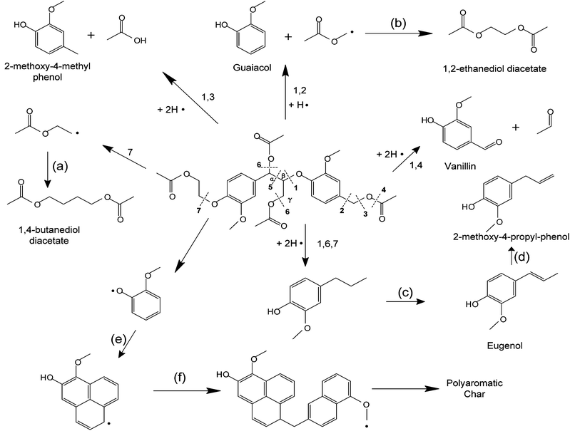 Proposed reaction mechanism of pyrolysis of lignin model compound.