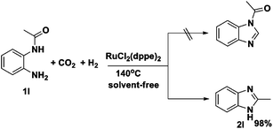 Reaction of 2′-aminoacetanilide with H2 and CO2.