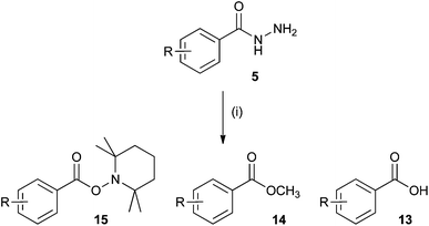 Reagents; (i) TEMPO, [Mn2(μ-O)3L2(PF6)2/H5IO6], solvent: MeOH or MeCN with 3 equiv. MeOH.