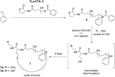 Combined RAFT and thiolactone approach toward functionalized cyclic polymers.