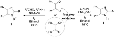 Iodine catalyzed synthesis of highly substituted imidazoles.