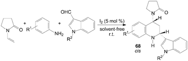 Iodine catalyzed three components aza-Diels–Alder reaction.