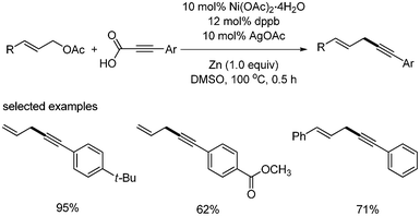 Nickel-catalyzed decarboxylative coupling.