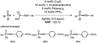 Decarboxylative C–P bond formation.