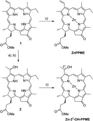 (a) HBr/AcOH, (b) H2SO4/MeOH and (c) Zn(OAc)2/MeOH-DCM.