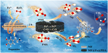 Graphical abstract: Fe3+ and H2O2 assisted dopamine rapid polymerization on melamine foam to activate PMS for organic pollutant degradation